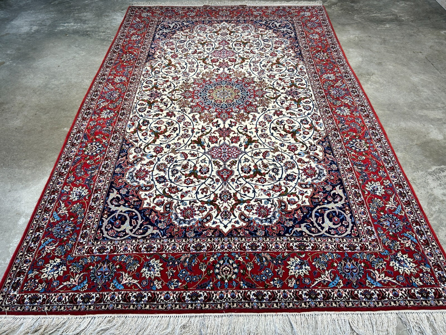 6'6"x10'2" Extra-Fine Hand-Knotted Wool & Silk  Isfahane Seirafian Rug - Signed
