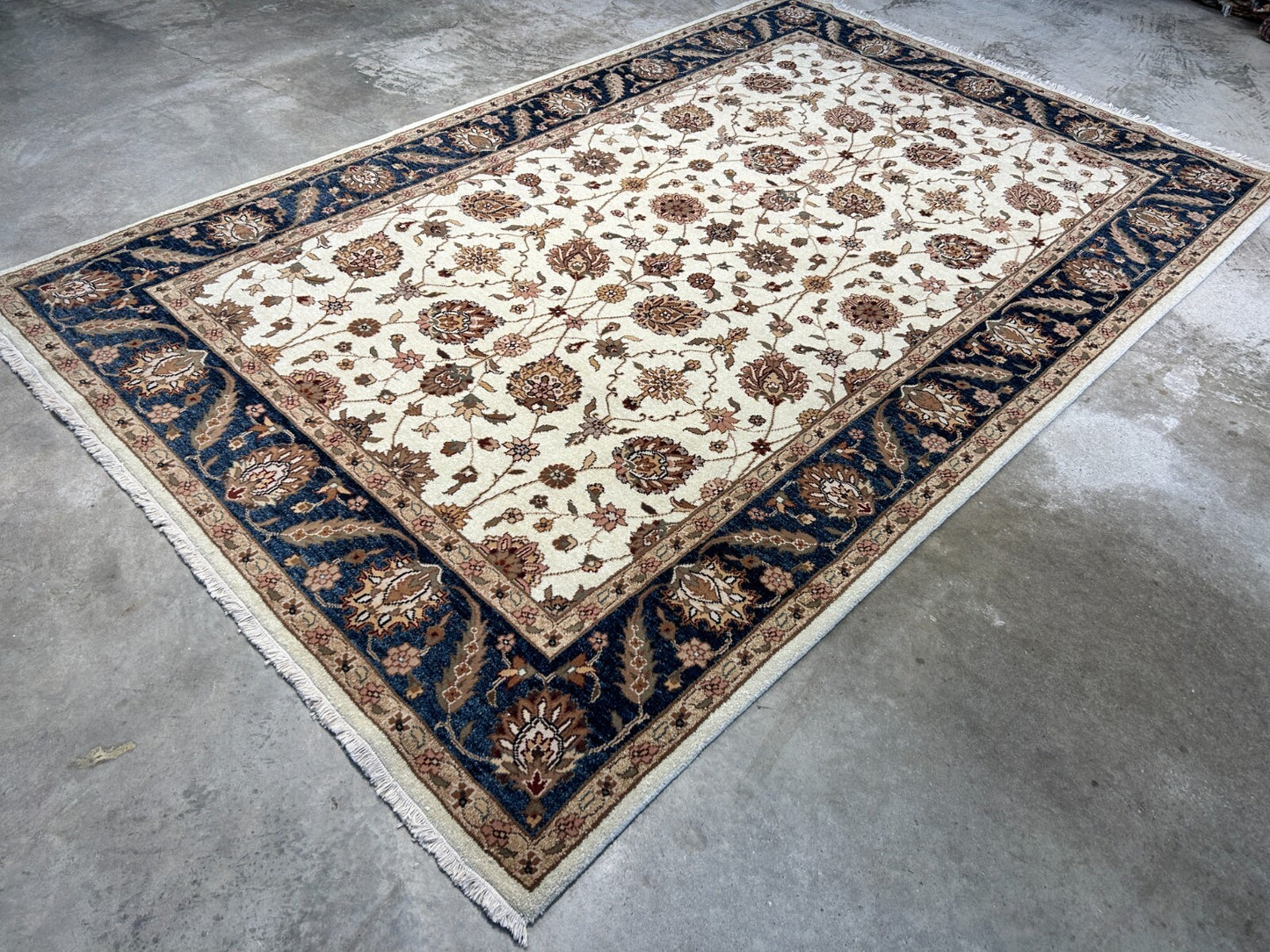 6'x9' Hand-Knotted 100% Wool Pile Indian Agra Carpet - Area Rug