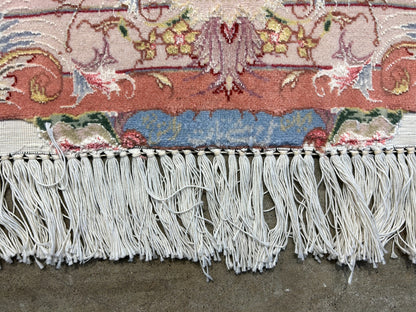 6'7"x9'9" Fine Hand-Knotted Wool & Silk Blend Tabrize Carpet - Area Rug