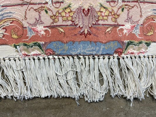 6'7"x9'9" Fine Hand-Knotted Wool & Silk Blend Tabrize Carpet - Area Rug