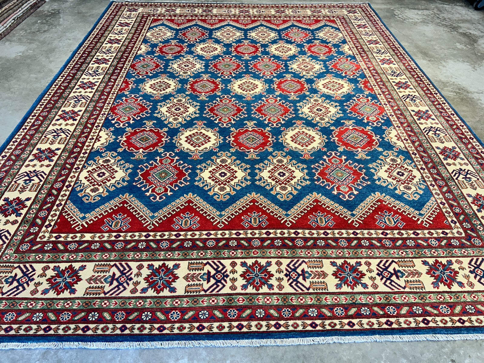 9'x12' Hand-Knotted 100% Wool Pile Kazak Rug
