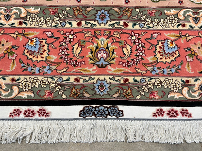 6'9"x10'5" Very Fine Hand-Knotted Wool & Silk Blend Tabrize Carpet - Area Rug