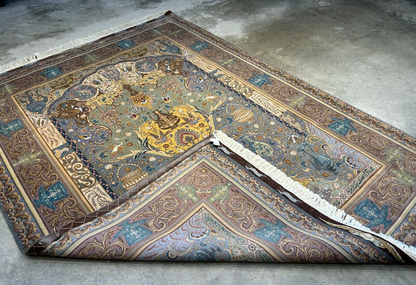 Exquisite 5'10"x8'3" Hand-Knotted Wool & Silk Blend Tabrize Area Rug - Carpet