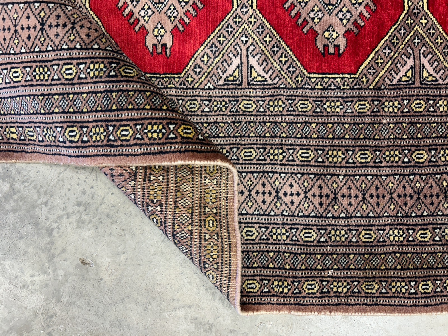 4'2"x6'4" Hand-Knotted 100% Wool Pile Bokhara Area Rug - Carpet