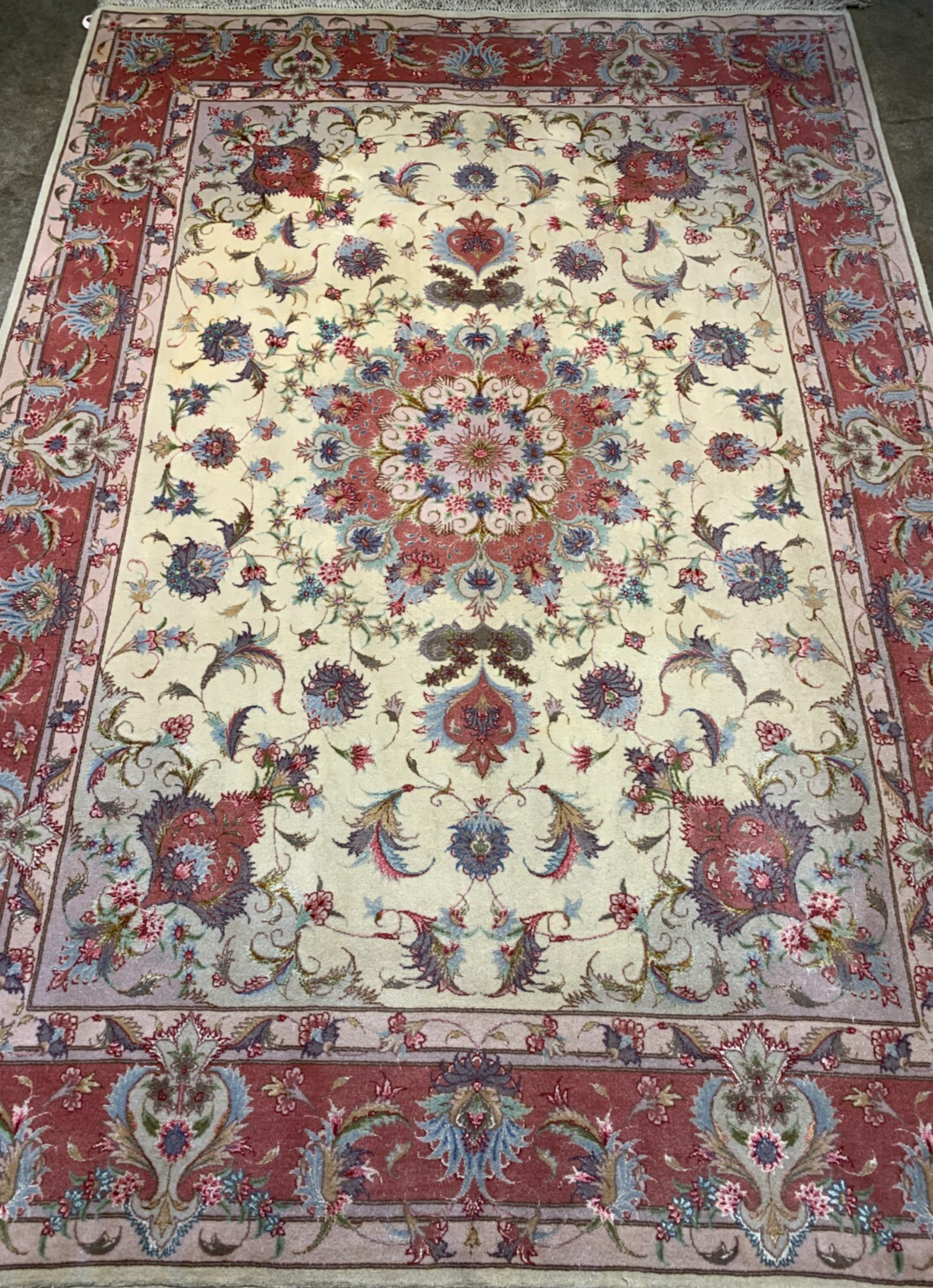 4'11"x7'4" Very Fine Hand-Knotted Wool & Silk Blend Tabrize Carpet - Area Rug