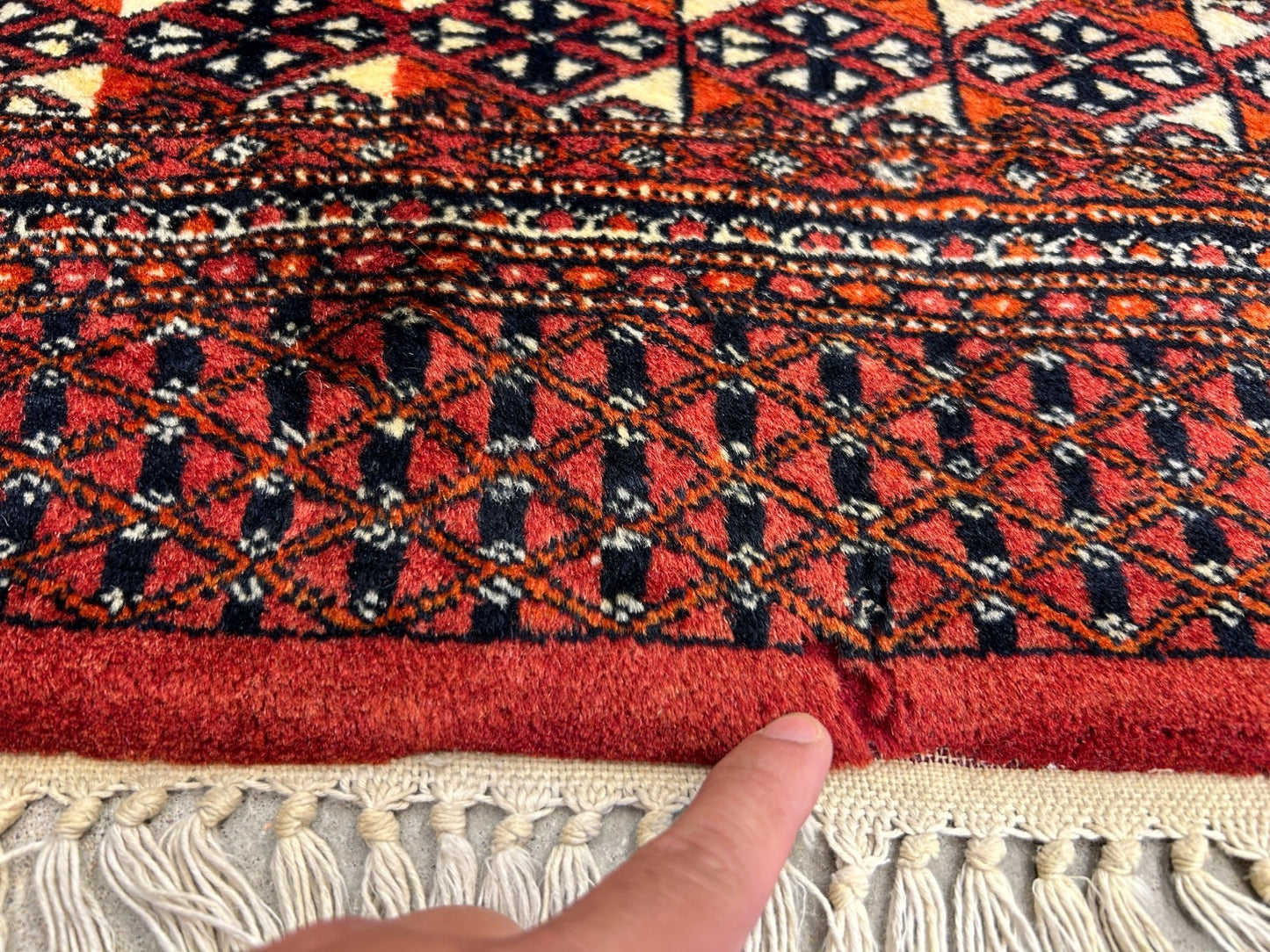 4'2"x6' Hand-Knotted 100% Wool Bokhara Area Rug - Carpet