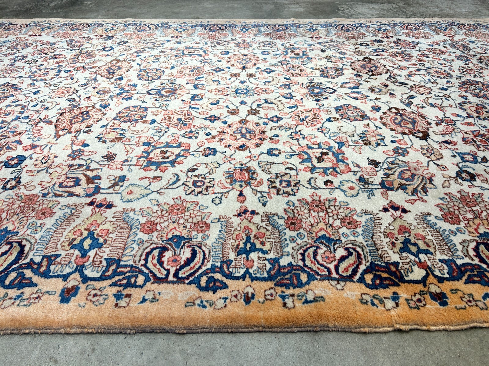 7'x11'10" Antique Hand-Knotted Wool Oriental Kermane Rug - Area Carpet
