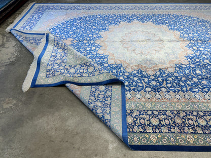 10'1"x13'1" Exquisite Signed Hand-Knotted 100% Silk Qume Rug