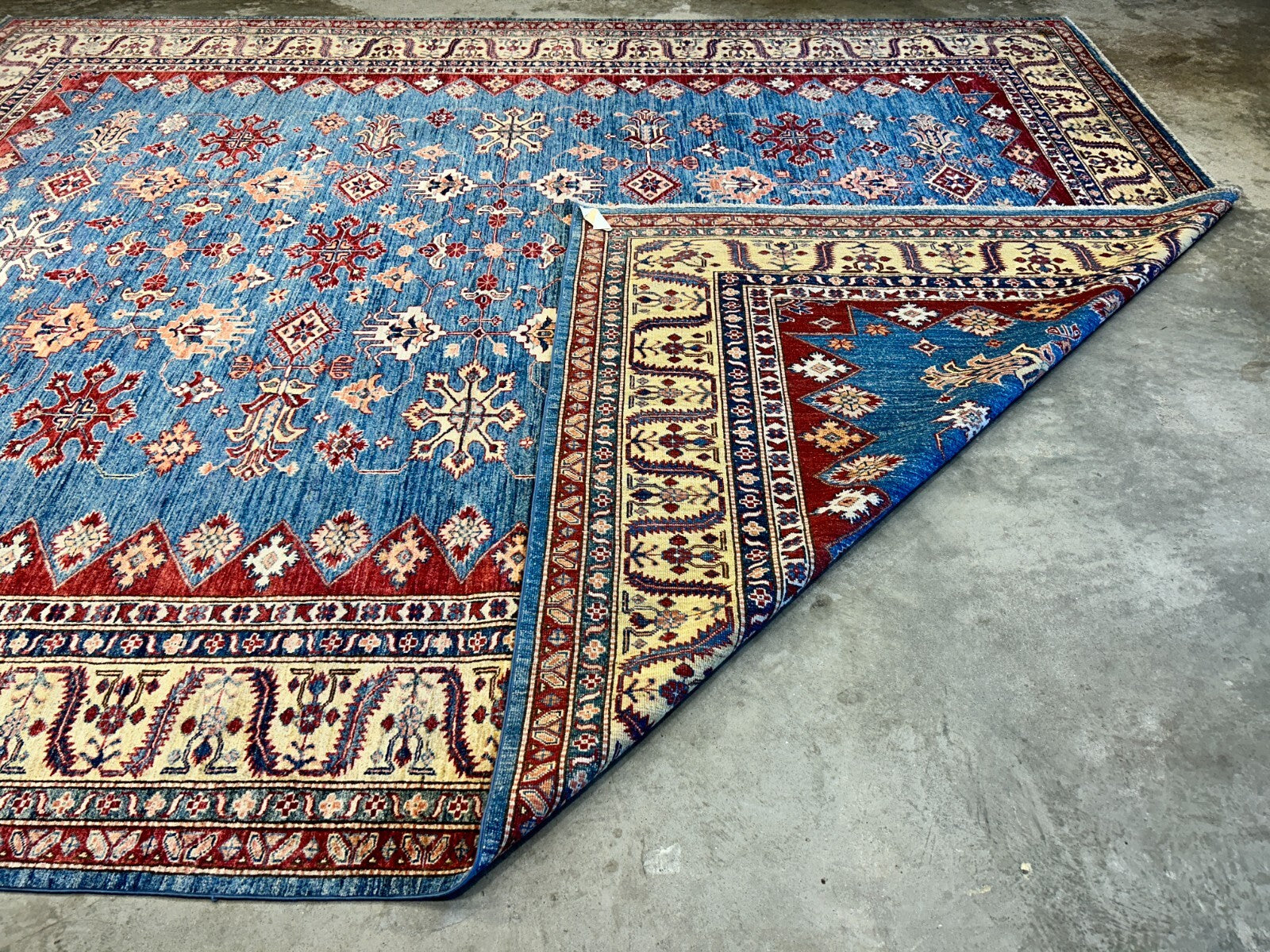 9'6"x11'7" Hand-Knotted 100% Wool Pile Kazak Design Carpet - Area Rug