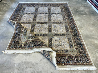 9'2"x12'4" Fine Hand-Knotted 100% Wool Pile Floral Carpet - Area Rug