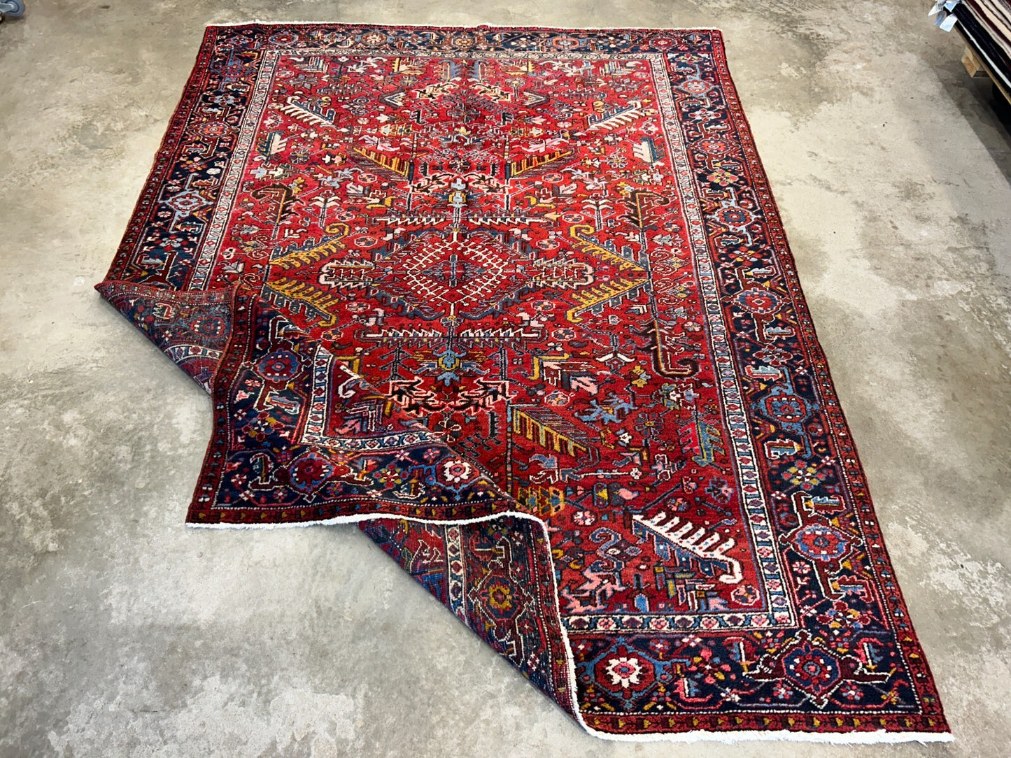 8'2"x10'11" Collector Antique 100% Wool Pile Herize Rug