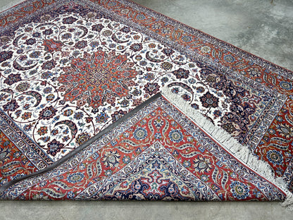 6'9"x9'10" Extra Fine Hand-Knotted Wool & Silk Isfahane Seirafian Rug