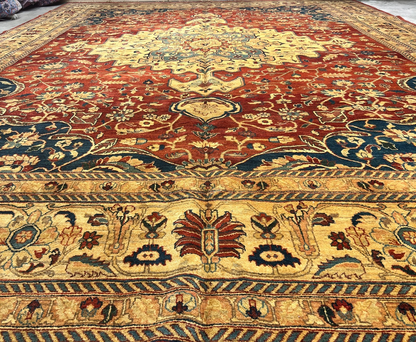 11'11"x15'5" Hand-Knotted 100% Wool Pile Herize Area Rug - Carpet