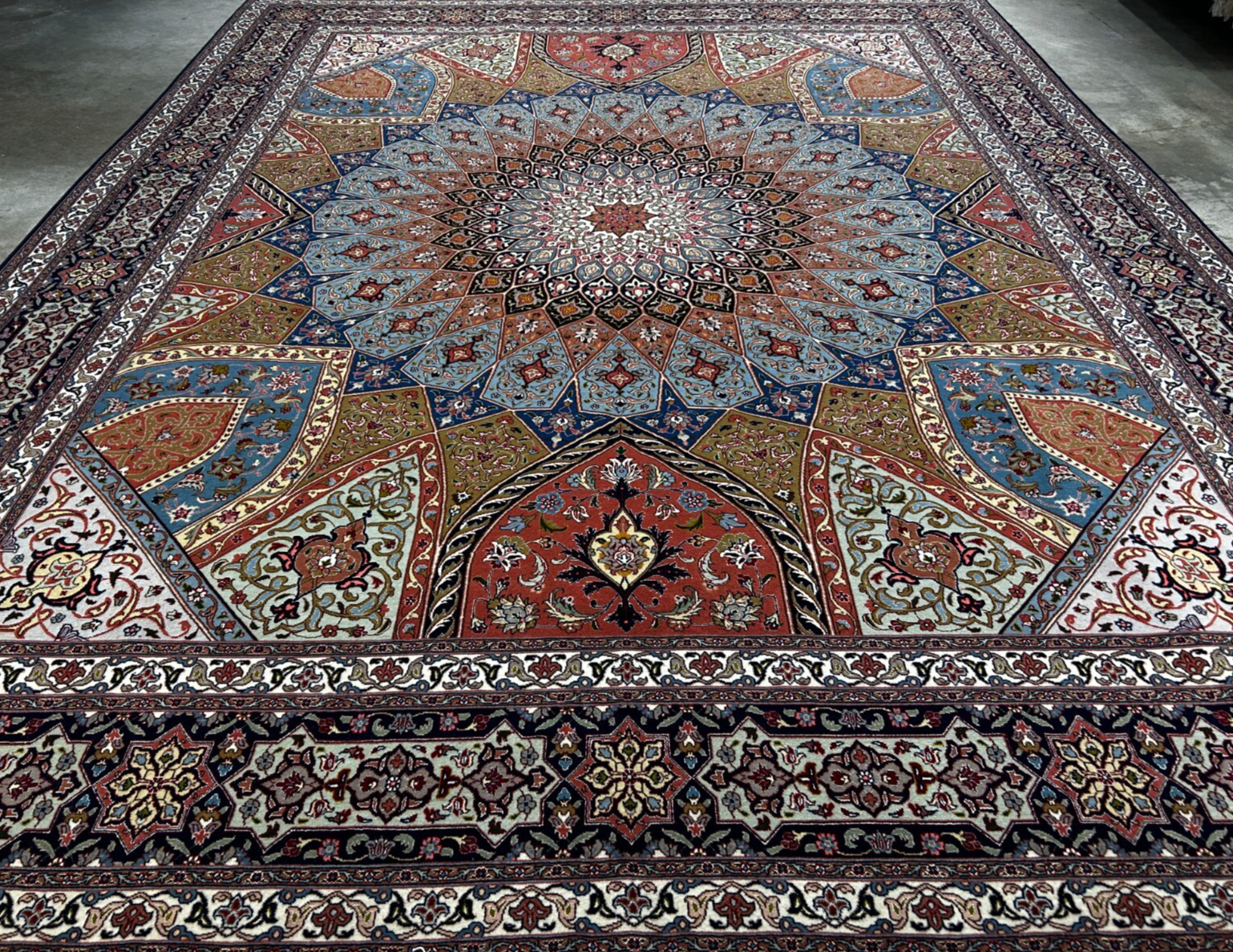 8'3"x10'5" Very Fine Hand-Knotted Wool & Silk Tabrize Rug