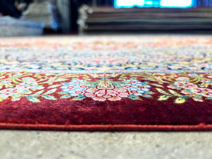 6'5"x9'10" Exquisite Hand-Knotted 100% Silk Qume Rug