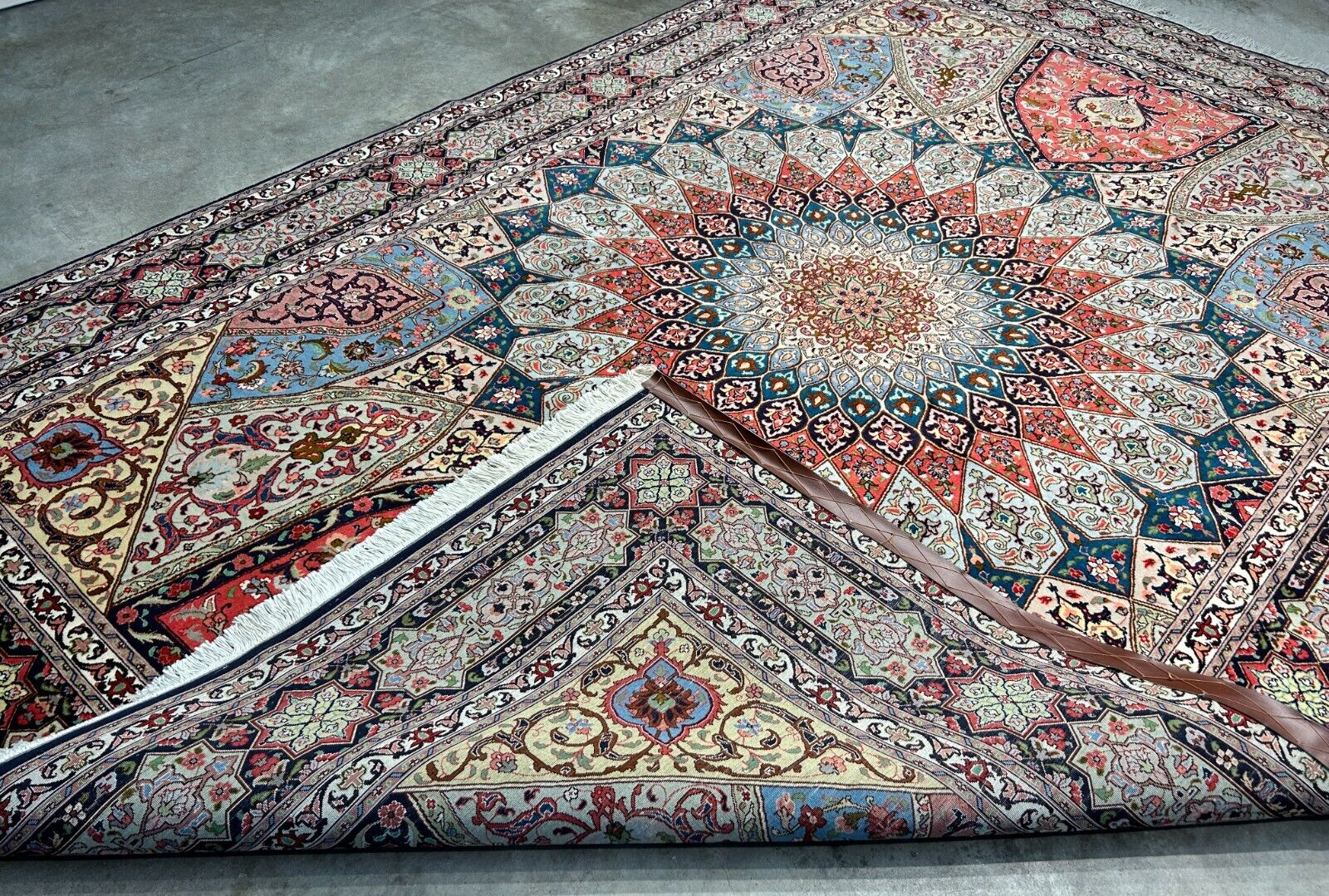 6'8"x10'7" Fine Hand-Knotted Wool & Silk Blend Tabrize Carpet - Area Rug