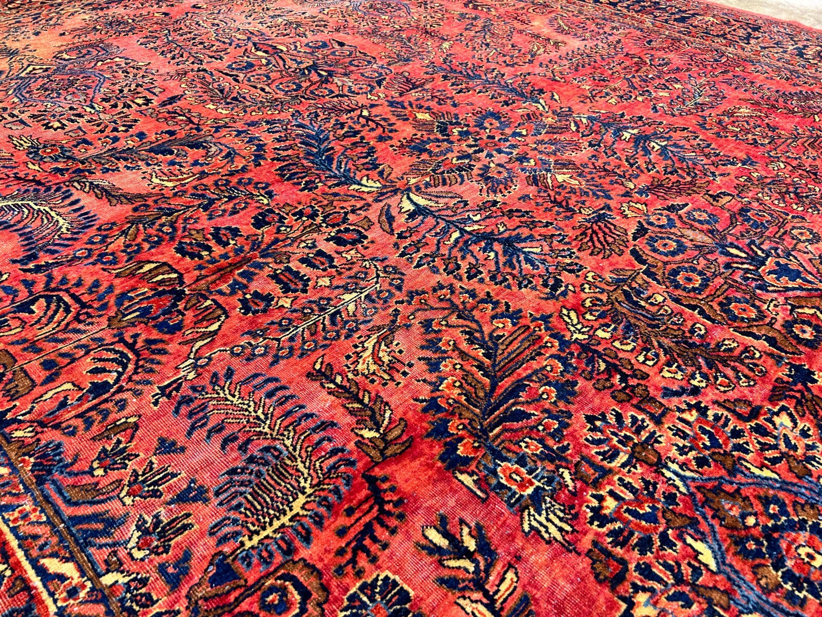 9'2"x11'4" Antique Fine Lamb Wool Sarouke Mohajeran Rug Hand-knotted Carpet