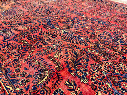 9'2"x11'4" Antique Fine Lamb Wool Sarouke Mohajeran Rug Hand-knotted Carpet