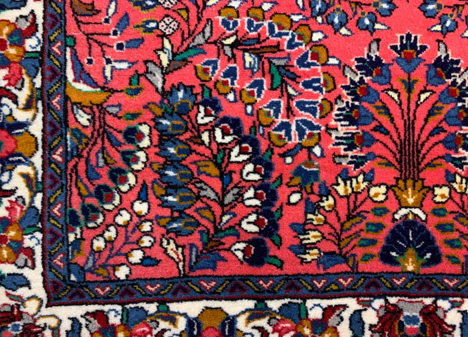 3'6"x5'2'' Hand-Knotted 100% Wool Pile Sarouke Area Rug