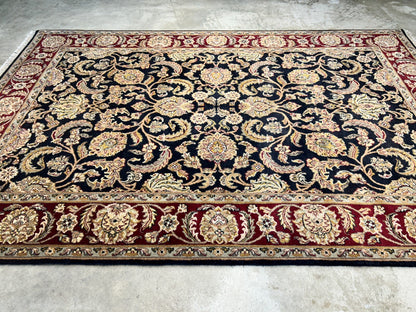 6'2"x9'4'' Hand-Knotted 100% Wool Pile Indo-Agra Area Rug - Area Carpet