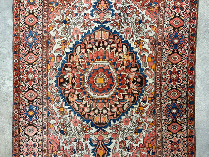 3'3"x5' Antique Hand-Knotted 100% Wool Pile Sarouke Farahan Rug