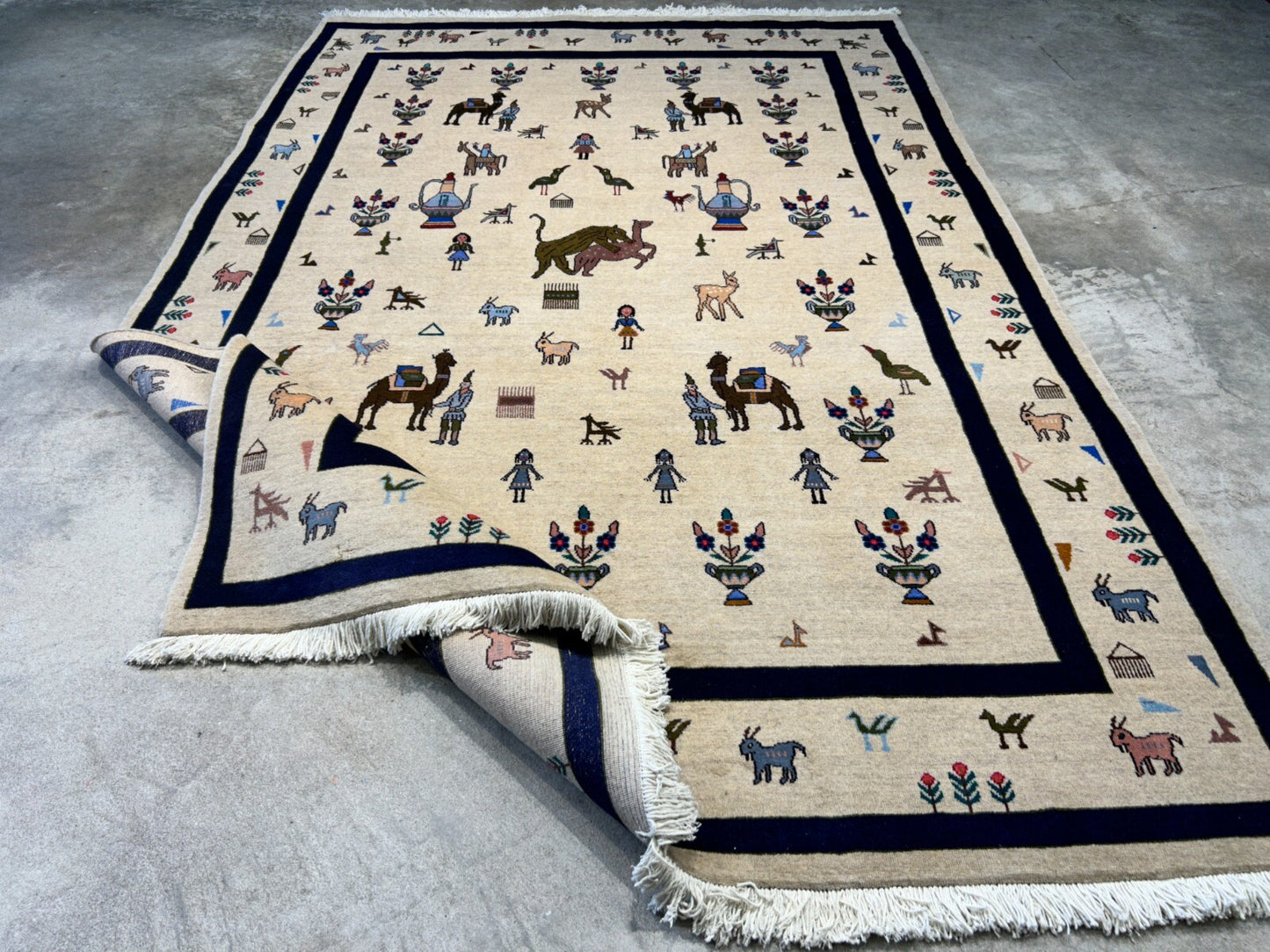 6'3"x9'4" Hand-Knotted 100% Wool Pile Gabeh Carpet - Area Rug