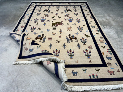 6'3"x9'4" Hand-Knotted 100% Wool Pile Gabeh Carpet - Area Rug