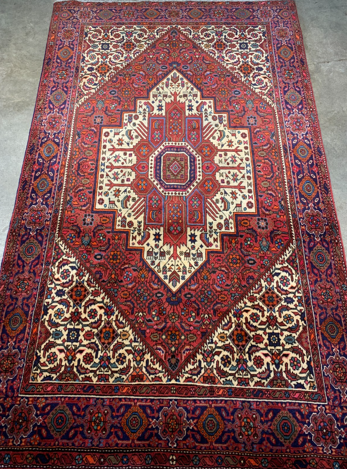 4'x6'7" Hand-Knotted 100% Wool Pile Bijare Gholtogh Carpet - Area Rug