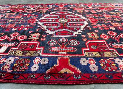 5'0" x 9'5" Hand-Knotted 100% Lamb Wool Pile Hamadane Area Rug- Carpet