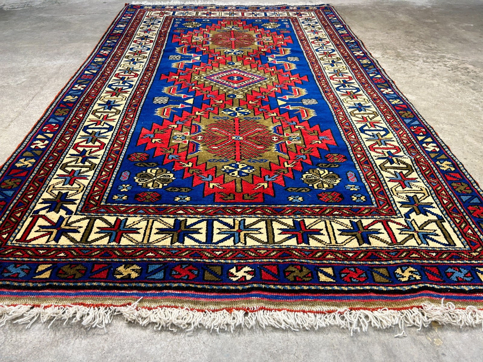 3'6"x5'9" Hand-Knotted 100% Wool Pile Yalamehe Rug