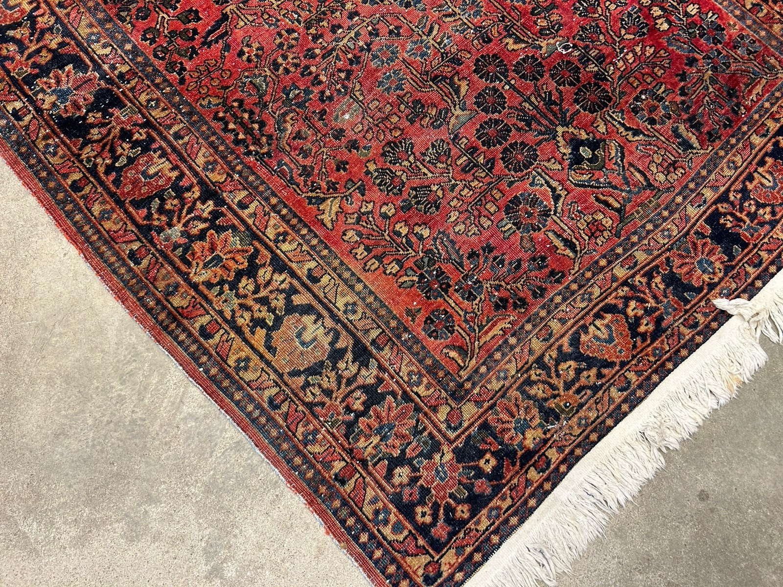 4'9”x6’3” Antique Fine Wool Sarouke Rug Hand-knotted Carpet