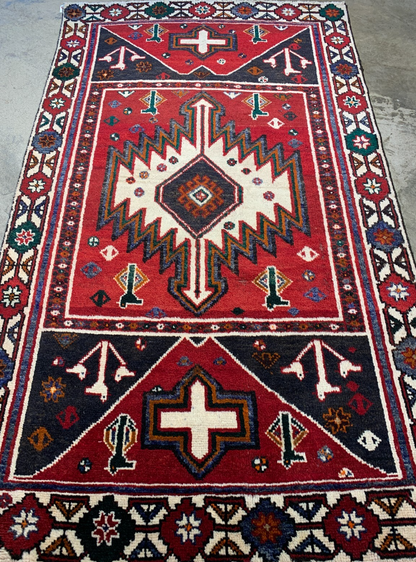 4'0" x 7'1" Hand-Knotted 100% Wool Pile Nahavande Area Rug - Carpet