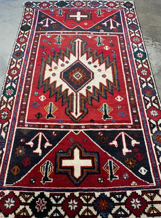 4'0" x 7'1" Hand-Knotted 100% Wool Pile Nahavande Area Rug - Carpet