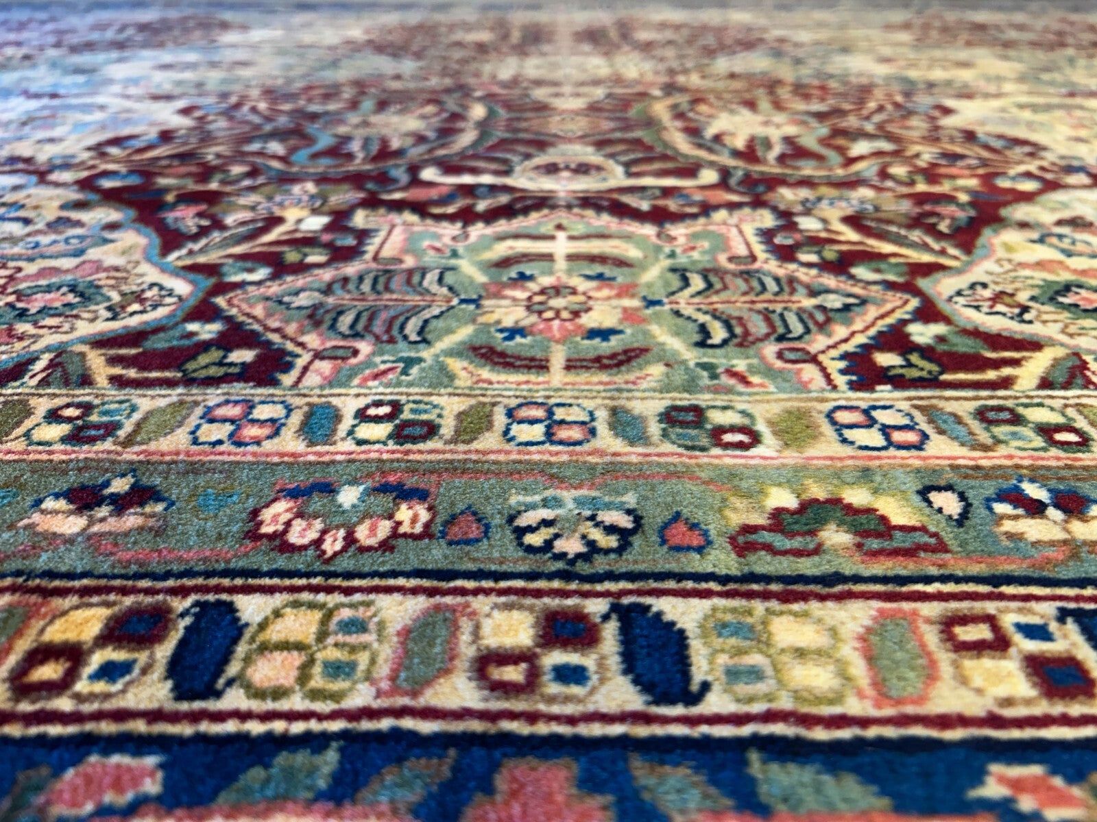 9'1"x12'3" Very Fine Hand-Knotted 100% Fine Wool Pile IndoTabriz Rug