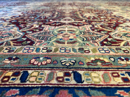 9'1"x12'3" Very Fine Hand-Knotted 100% Fine Wool Pile IndoTabriz Rug