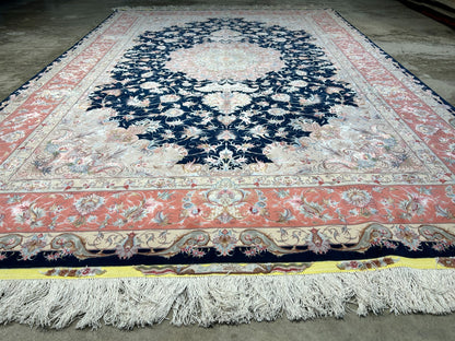 6'7"x10'2" Fine Hand-Knotted Wool & Silk Blend Tabrize Carpet - Area Rug