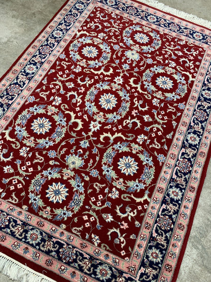 4'0" x 6'0" Hand-Knotted 100% Wool Indian Area Rug