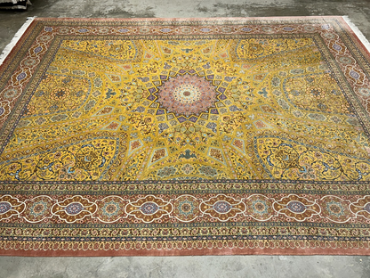 9'8"x12'11" Exquisite Signed Hand-Knotted 100% Silk Qume Rug