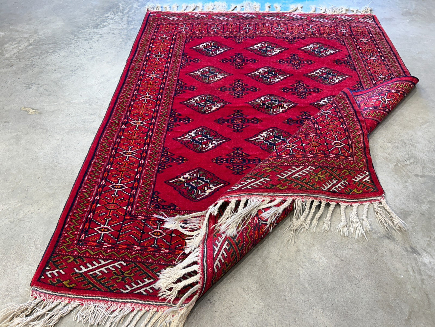 3'8"x4'8" Hand-Knotted 100% Wool Pile Bokhara Rug - Carpet