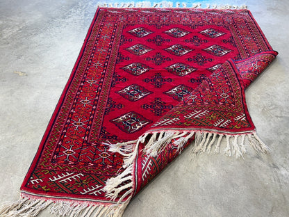 3'8"x4'8" Hand-Knotted 100% Wool Pile Bokhara Rug - Carpet