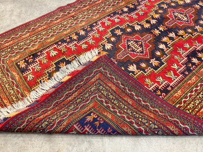 3'11"x6'3" Hand-Knotted 100% Wool Pile Geometric Rug