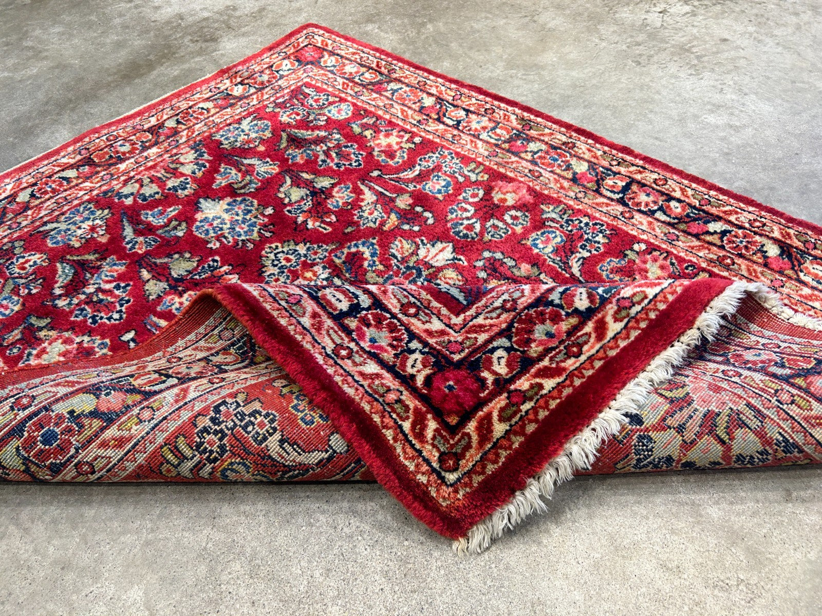 3'1"x4'1" Rare Size Antique Hand-Knotted 100% Wool Pile Sarouke Rug