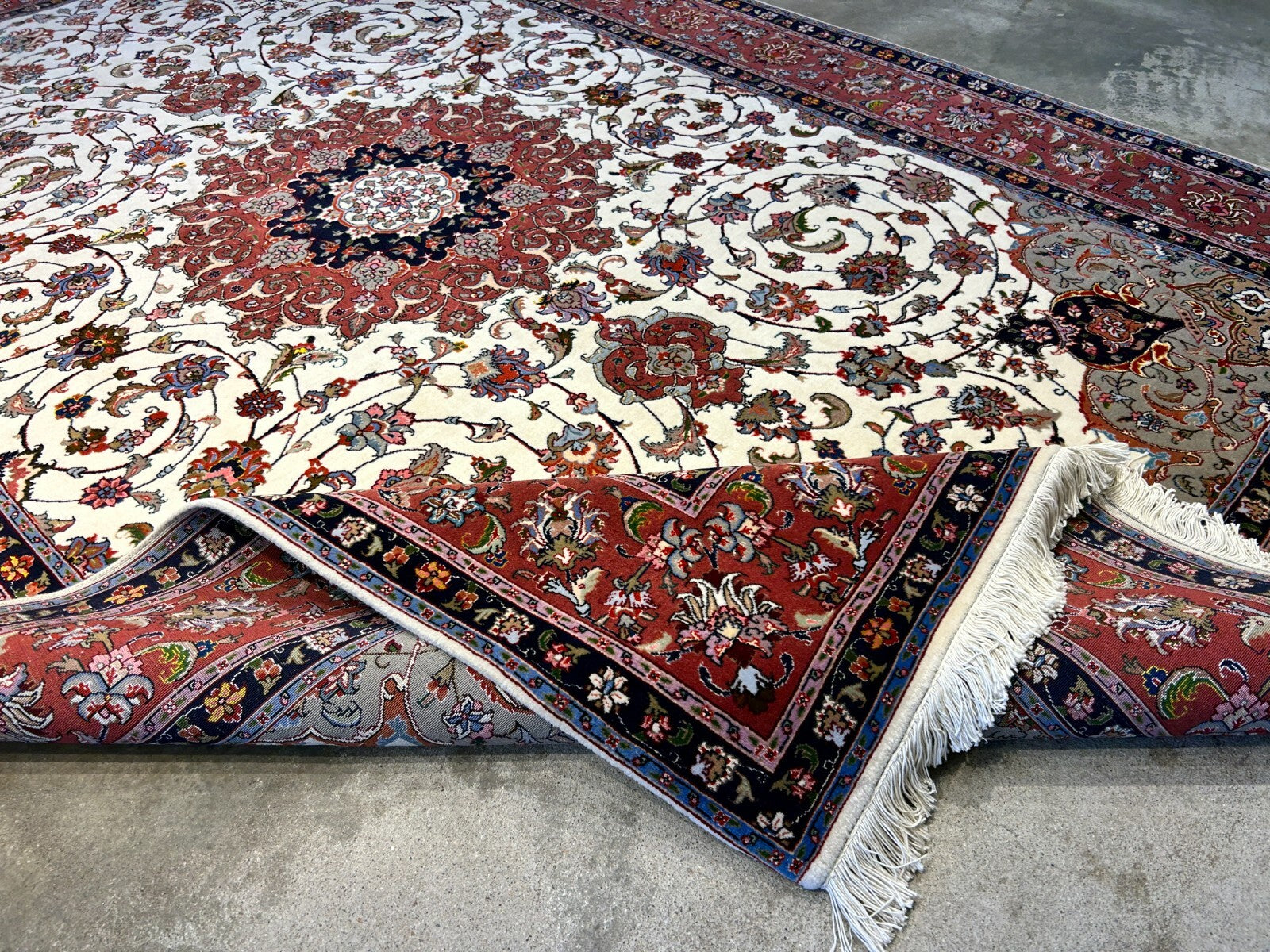 6'2"x9'3" Fine Hand-Knotted Wool & Silk Blend Tabrize Carpet - Area Rug