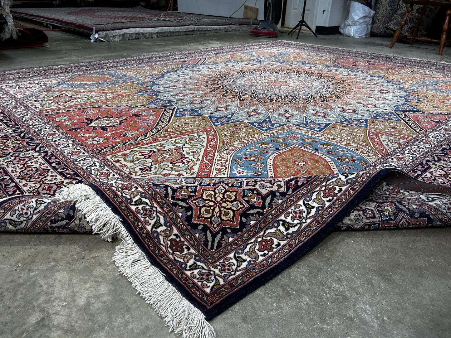 8'3"x10'5" Very Fine Hand-Knotted Wool & Silk Tabrize Rug