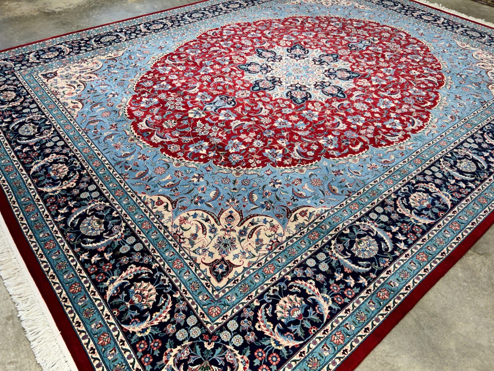 9'1" x 11'11" Very Fine Hand-Knotted 100% Wool Carpet - Tabrize Design Area Rug