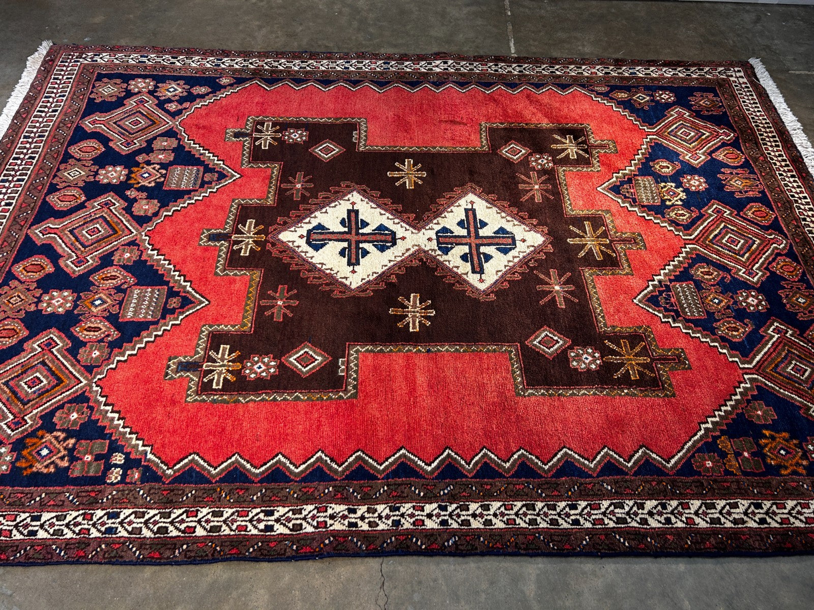 5'6" x 7'9" Hand-Knotted 100% Wool Hamadane Area Rug