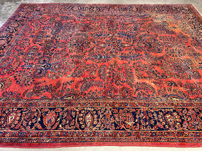9'2"x11'4" Antique Fine Lamb Wool Sarouke Mohajeran Rug Hand-knotted Carpet