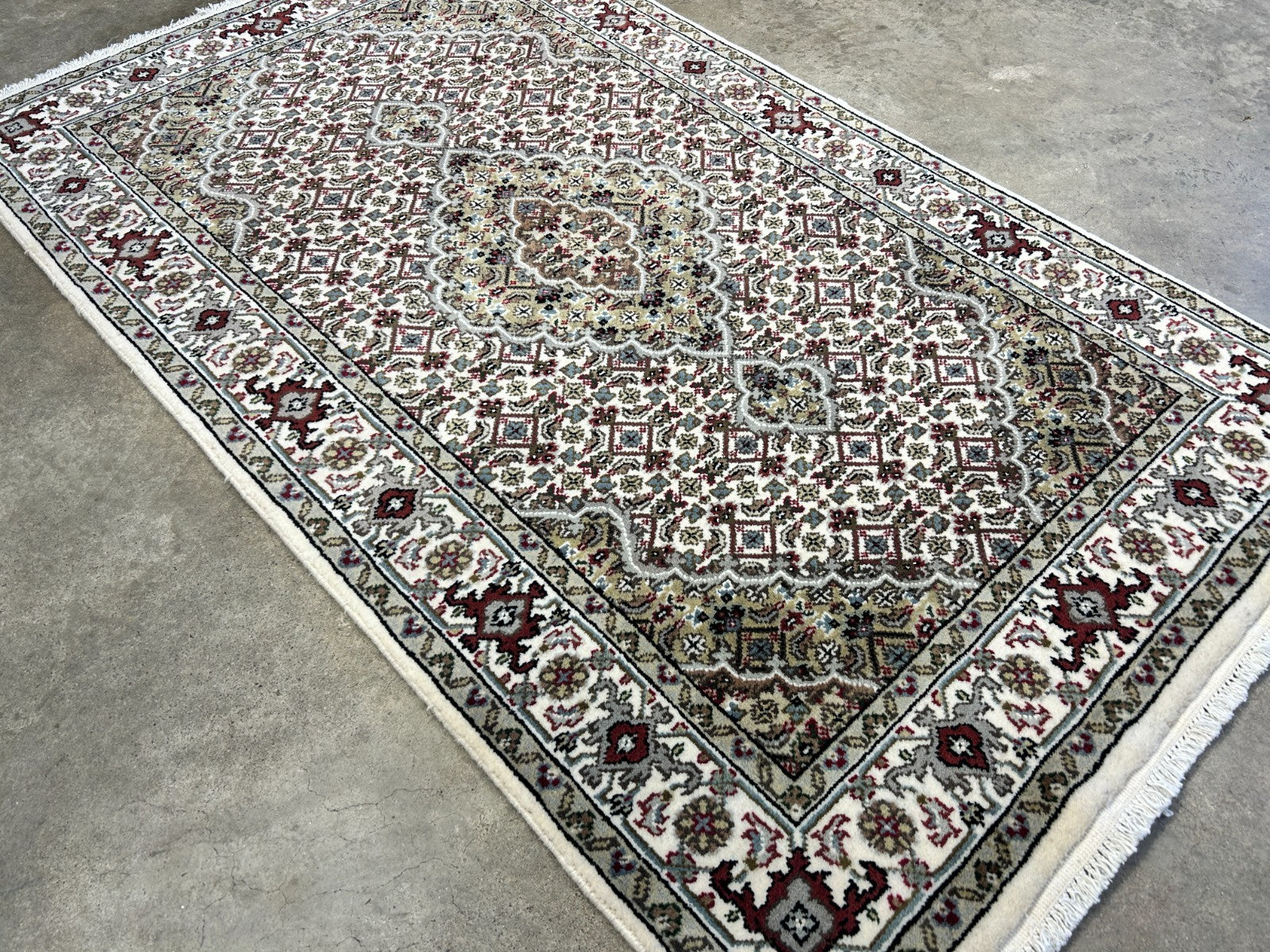 3'x5' Hand-Knotted Wool & Silk Pile Tabrize Mahi Rug