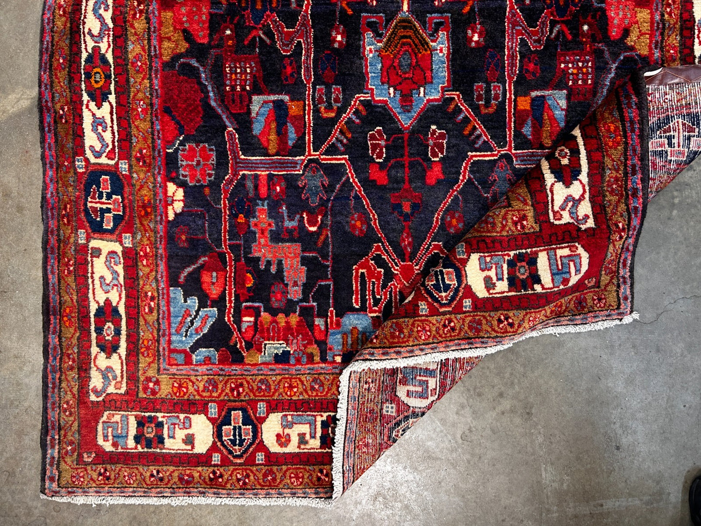 5'3" x 10'11" Hand-Knotted 100% Lamb Wool Pile Nahavande Area Rug - Carpet