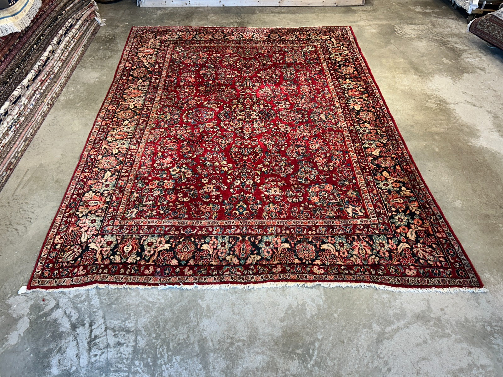 8'10"x12'2" Antique Fine Lamb Wool Sarouke Rug Hand-knotted Carpet